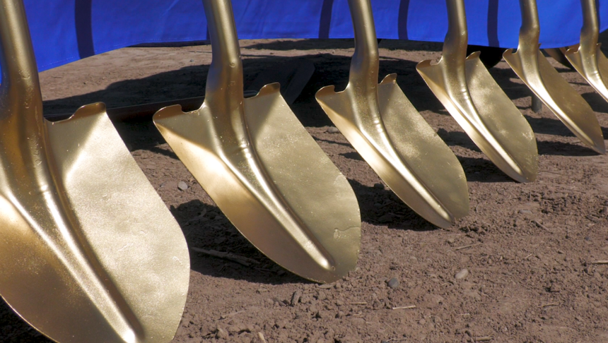 Shovels at the groundbreaking
